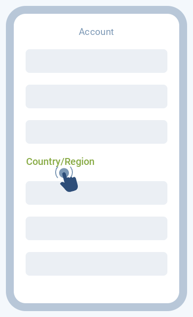 Select “Country/Region”