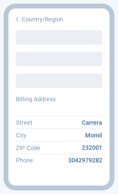 Address and payment